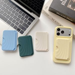 Magnetic PU Leather Phone Card Holder For For With Strong Adhesion Ultra-Thin Portable Minimalist Solid-Colo