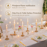 Support de bougie en métal coupe-vent et anti-goutte avec tube en verre, grand chandelier pour décoration de mariage, maison et table à manger