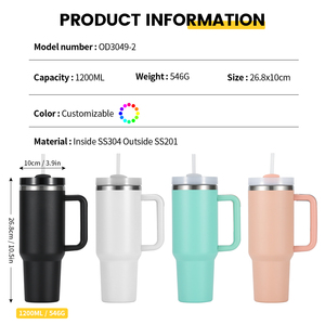 Gobelets à sublimation personnalisés de 1200ml/40oz avec poignée <span class=keywords><strong>en</strong></span> paille <span class=keywords><strong>Bouteille</strong></span> d'eau au design américain moderne pour l'eau et la nourriture - Product Image 3