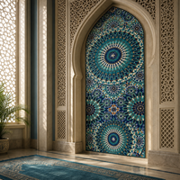 Mosaïque murale en verre artisanal pour mosquée, carreaux décoratifs modernes, adaptés aux intérieurs, salon, cuisine, salle de bain