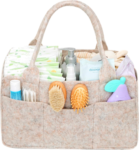 Organizador de Pañales de Fieltro con Asa, Cesta de Almacenamiento de Pañales Portátil con Divisor Desmontable, para Guardería, Cambiador - Product Image 1