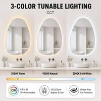 Miroir de salle de bain LED Joystar 50*70CM 12W avec rétroéclairage dimmable, sans cadre, forme irrégulière, prix usine