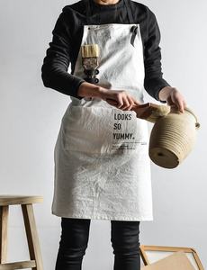 Tablier en coton et lin, couleur unie, style coréen, pour la cuisine, le travail, le boucher - Product Image 3