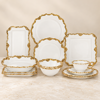 Assiettes rondes en porcelaine blanche en gros avec bord doré pour hôtels, mariages et traiteurs