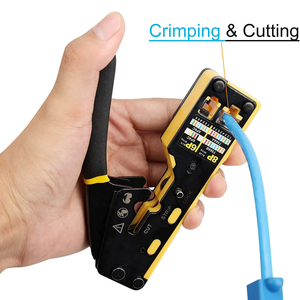 Outil à sertir <span class=keywords><strong>RJ45</strong></span> Pass Through Crimper Cutter pour Cat6 Cat5 Cat5e 8P8C Connecteur modulaire Ethernet Outil de fil tout-en-un - Product Image 2