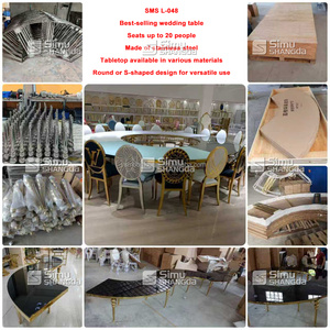 Decoración para Bodas, <span class=keywords><strong>Mesa</strong></span> de <span class=keywords><strong>Media</strong></span> <span class=keywords><strong>Luna</strong></span> de Acero Inoxidable Estilo Nórdico, Mesas de Comedor, Juego de <span class=keywords><strong>Mesa</strong></span> y Sillas para Restaurante - Product Image 6