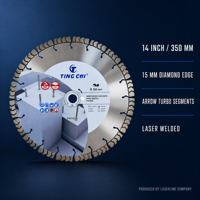 Industrielles Lasergeschweißtes Diamantsägeblatt 14 Zoll Arrow Turbo Segment für Stahlbeton, Granit, Tonblöcke und Hartpflastersteine