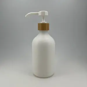 Premium White 500ml PE Bottle with Long Nozzles Bamboo Pump Versatile Plastic Bottle for Cosmetic and Personal Care Products