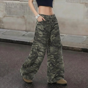Baggy Camo Cargo Pants Printed Multi Pockets Custom Fashion Casual <b>Womens</b> Wide Leg High waist <b>camouflage</b> <b>Trousers</b> for Streetwear - Product Image 2
