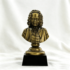 Maßgefertigte Voltaire Metallbüste Berühmter Philosoph Bronze-Skulptur mit Kristallsockel Kupfer-Kunsthandwerk Souvenir-Geschenke Bücherregal-Dekoration OEM - Product Image 1