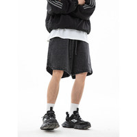 Shorts en jean mi-taille Penpace en nylon/coton pour homme, coupe ample, avec cordon de serrage, délavé, style vintage, logo personnalisé