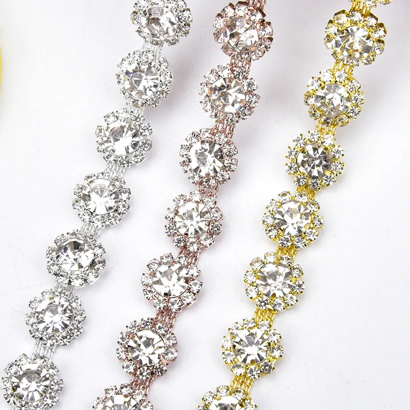 AccessoriesGlass Crystal Wedding Dress Decorative Rhinestone Chain Decorative Ribbon Applique Sew on Clothes Shoes Accessories