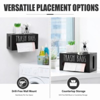 Boîte de rangement en bois pour sacs poubelles avec couvercle, organisateur de sacs en plastique pour cuisine domestique, porte-mouchoirs extractible