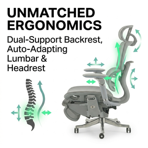 Sedia da <span class=keywords><strong>Ufficio</strong></span> Ergonomica con Poggiapiedi, Altezza Regolabile Elettricamente, Reclinabile, Poggiatesta Regolabile, Design Moderno, Commerciale - Product Image 4