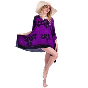 Vestido Poncho de Playa para Verano, Estampado Floral, Informal, Traje de Baño, Ropa de Playa - Product Image 2