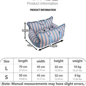 Cama Portátil Impermeable para Mascotas, Cojín para Asiento de Coche, Cama de Viaje Desmontable a Rayas para Perros y Gatos - Product Image 4