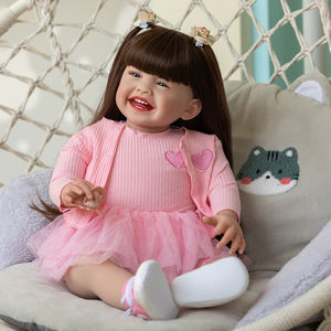 Poupée bébé reborn de <span class=keywords><strong>grande</strong></span> <span class=keywords><strong>taille</strong></span> NPK 60 cm, corps en tissu doux, sourire, bébé heureux, poupée câline, cadeaux pour filles - Product Image 2