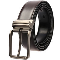 Ceintures à boucle rotative en gros, ceintures décontractées en cuir de vachette double face pour hommes, ceinture réversible