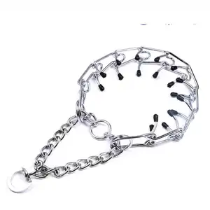 Dog Prong Collar Dog Choker Pinch Collar No Pull with Comfort Rubber Tips Silver Plating Adjustable Link Chain training collar