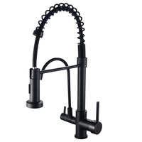 Robinet de cuisine extractible tout en cuivre trois-en-un, eau chaude et froide, multifonctionnel, purificateur d'eau, pour évier