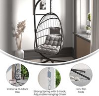 Meubles d'extérieur en rotin PE, balançoire œuf de jardin, balançoire pliable, chaise suspendue avec support