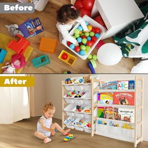 Organisateur de stockage de jouets avec étagère 12 bacs de <span class=keywords><strong>rangement</strong></span> Étagère polyvalente à 4 niveaux pour organiser les jouets et les livres pour la chambre des enfants - Product Image 5