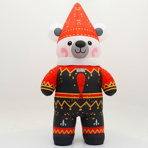 クリスマス用のかわいい赤いクマのマスコットコスチューム、家族パーティーのエンターテイメントドレス、イベント用2.2mインフレータブルクマのマスコット - Product Image 1