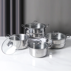 OEM Cheap Price 5 10 Pcs <strong>Saucepan</strong> <strong>Big</strong> Pot Induction Kitchen Ware Cooking Pots Stainless Steel Chinese Cookware Pot Set - Product Image 3