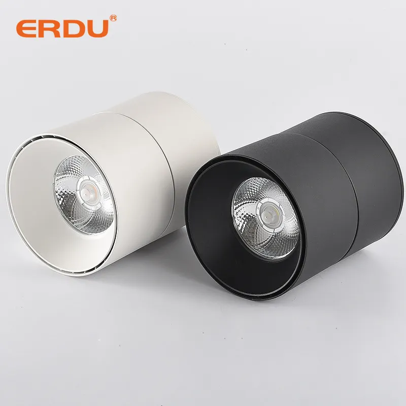 ERDU lampu sorot Led sudut dapat diatur, lampu sorot bawah hitam Anti silau 15w permukaan terpasang