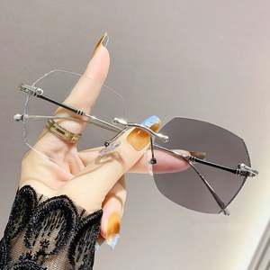 Montures de lunettes anti-lumière bleue sans monture en alliage, personnalisables avec logo, pour femmes, collection 2025, verres photochromiques - Product Image 1