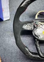 Volant de course en fibre de carbone forgée avec LED pour Audi Q5 Q6 Q7 Q8, volant modifié en Alcantara suédé avec surpiqûres rouges
