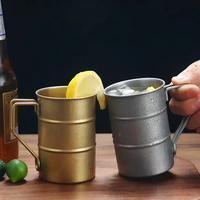 Mug de voyage classique en acier inoxydable de 350 ml avec poignée, isolation thermique de 6 heures, compatible eau bouillante pour le camping en extérieur
