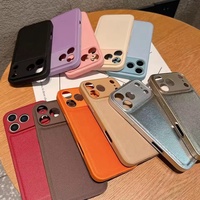 Étui de téléphone motif en cuir PU de luxe pour iPhone 16 15 14 Plus 13 12 11 Pro Max antichoc mat affaires couleur unie couverture souple