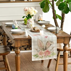 New Easter Bunny Easter Kitchen Saisonale Frühlings dekor Tischdecke Happy Easter Eggs Rabbit Floral Tisch dekoration - Product Image 3
