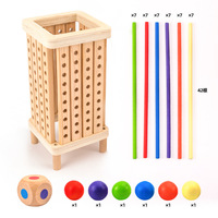 Juego de Mesa Montessori, Juguetes de Madera con Palitos para Juego Familiar, No Dejes Caer la Bola, Edades 3+, para 2-6 Jugadores