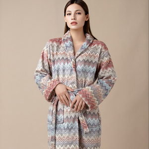 Kimono Katun Lengan Panjang Jubah Mandi Tenun Mewah Flanel Bulu Karang Hotel Wafel <span class=keywords><strong>Terry</strong></span> Jubah Mandi Dicetak