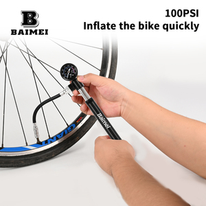 <span class=keywords><strong>Pompe</strong></span> à vélo mini haute pression BAIMEI avec manomètre <span class=keywords><strong>pour</strong></span> <span class=keywords><strong>VTT</strong></span>/vélos de montagne/vélos de route, valves Presta/Schrader 80-130 PSI - Product Image 2