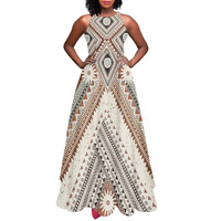 Robe longue noire sans manches, motif de tatouage, personnalisé, non élastique, robe de soirée élégante, style Tribal polynésien