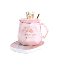 Chauffe-tasse électrique thermostatique en céramique pour bureau et maison, ensemble cadeau avec tasse en céramique et couvercle