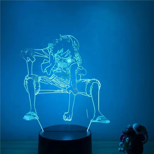 Figura de Anime japonés One Piece Luffy Lover, iluminación Led, lámpara de escritorio para dormitorio, Sensor táctil colorido, 3D ilusión, luz LED de <span class=keywords><strong>noche</strong></span> - Product Image 2