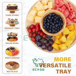 Soporte y Plato para Pastel de Bambú Eco Go de Alta Calidad con Color Personalizable para Fotografía de Alimentos y Exhibición de Bocadillos - Product Image 3