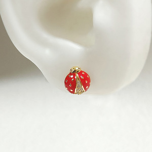<span class=keywords><strong>Orecchini</strong></span> a forma di animale in argento 925 di fascia alta con Design originale coccinella con olio gocciolante a forma di diamante intarsiato a sette stelle - Product Image 5