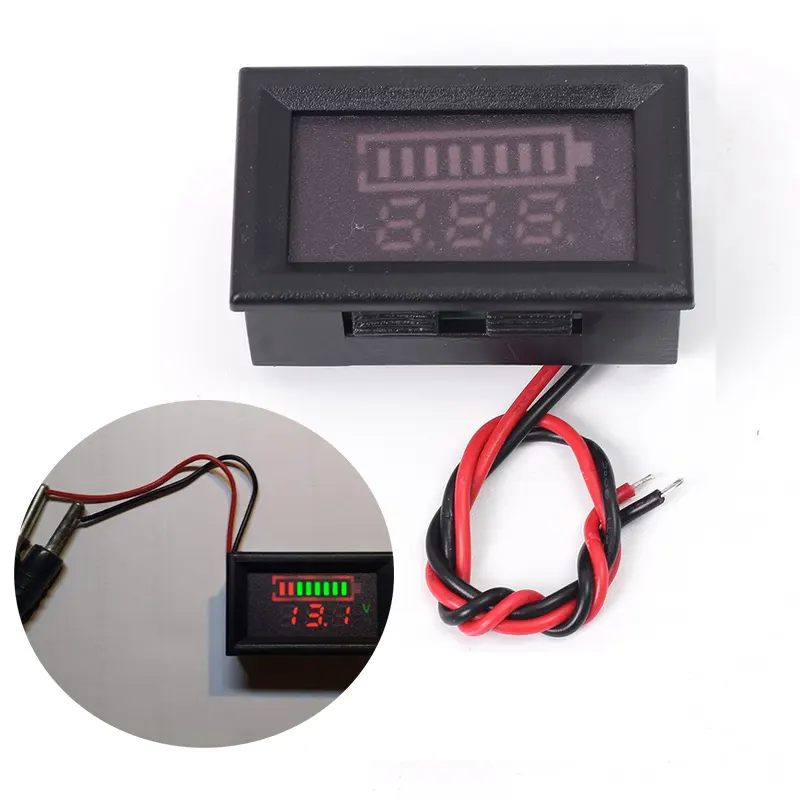 12V ACID Lead Battery Charge Level Indicator Battery Tester Lithium Battery Capacity Meter LED Tester Voltmeter Dual Display