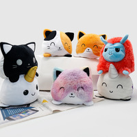 Peluche chaton réversible écologique de haute qualité, jouet mignon à double face, rembourrage inclus, pour la décoration automobile, les vêtements et les textiles de maison (lot de quatre)