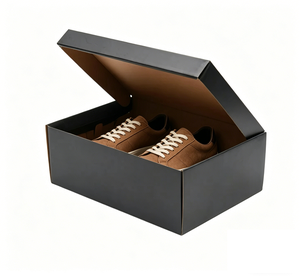 Boîtes de rangement pour chaussures de luxe de grande taille, noires, avec logo personnalisé imprimé en usine, logo personnalisé en relief - Product Image 6