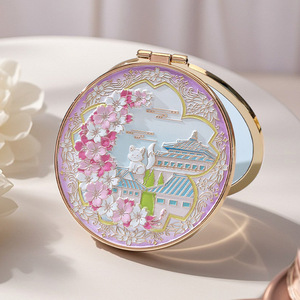 Tùy Chỉnh Du Lịch Thu Hút Thiết Kế Kim Loại Cầm Tay Hai Mặt Túi Mỹ Phẩm Gương Nhỏ Gấp Du Lịch Gương Cho Người Phụ Nữ Cô Gái - Product Image 3