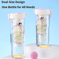 Bouteille d'eau portable et durable en plastique sans BPA de 1 L, grande capacité, écologique, avec bouchon à paille rabattable, pour usage extérieur, unisexe