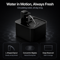 Fontaine à eau pour animaux de compagnie, noir mat, à circulation automatique, avec bec en forme de L, plateau encastré pour chats et chiens, intérieur