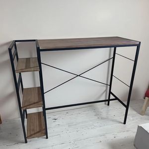 Durable Mini Desktop <strong>Desk</strong> Combined Writing Bookshelf <strong>Unit</strong> Minimally Designed Office Home Computer <strong>Desk</strong> Metal Wood for Bedroom - Product Image 4