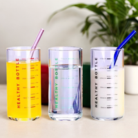 Tasse à mesurer en verre pour enfants, résistante à la chaleur, sans plomb, à fond épais, pour lait, eau, yaourt, boissons, 300 ml